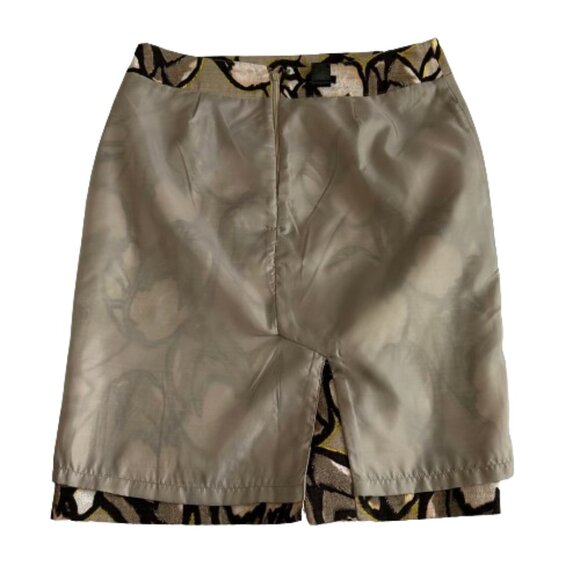 Ann Taylor Women's 6 Brown/Tan Floral Cotton Midi Lined Straight/Pencil Skirt - Picture 8 of 12